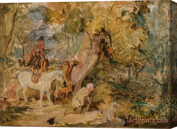 John Frederick Lewis ?a Sketch for `foresters Stalking Deer' Stretched Canvas Print / Canvas Art